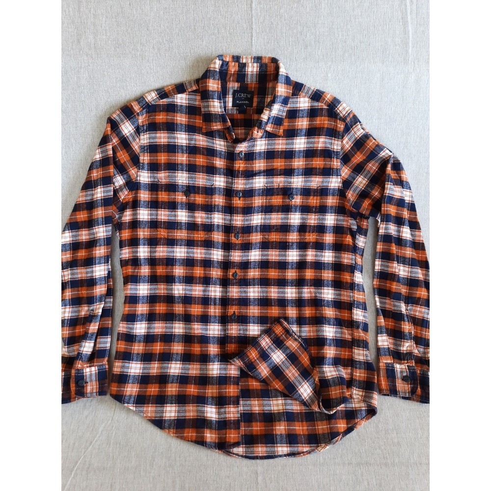 J.Crew Plaid Flannel Medium Men Long Sleeves Button Down Shirt Relax Fit Collar